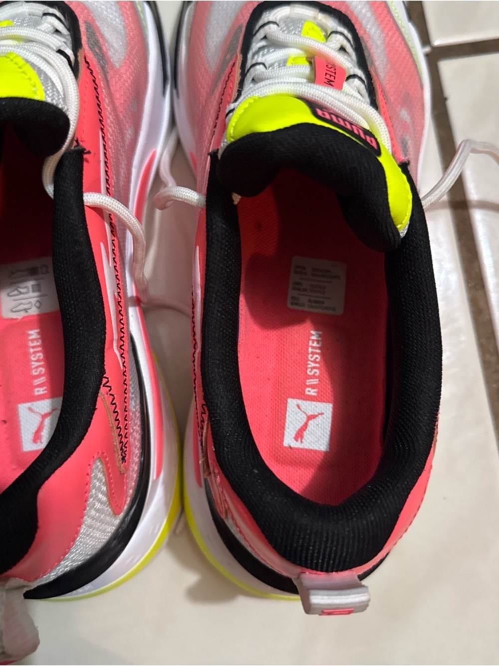Puma men Coral pink and Neon Yellow Mesh Sneakers - Picture 5 of 5